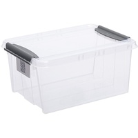 Plast Team Pro Box Aufbewahrungsbox mit Deckel und QR-Code Stapelbar Transparent (14L)