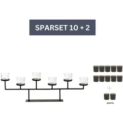 Sparset Eisenleuchter Tizio inkl. 2 Sets Kerzen-Grau