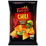 Fuego - Tortilla Chips Chili | Mexikanische Tortillachips mit Chiligeschmack | Knuspriger Snack aus Maismehl | 150 g im Beutel