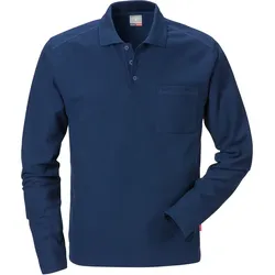 Langarm Polo-Shirt "7393 PM" - M - dunkelblau