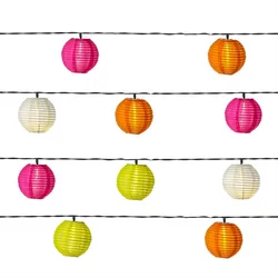 LED Solar Lampionkette 10 bunte Lampions 8 Funktionen 4,5m Garten Balkon
