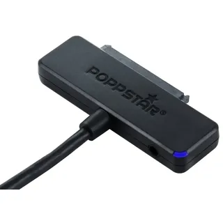 Poppstar Anschlusskabel für externe Festplatten USB-Adapter S-ATA zu USB 3.0 Typ A, USB-A Festplattenadapter SSD, 2,5/3,5" (ohne Netzteil) schwarz