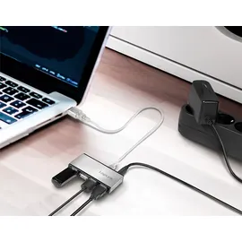 Logilink USB 2.0 Hub mit Aluminiumgehäuse und inkl. Netzteil