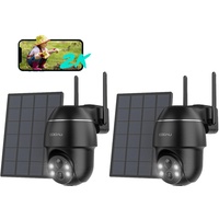 COOAU 2K-Überwachungskamera für den Außenbereich, batteriebetrieben, PTZ, PIR, Personenerkennung, Farbe, Nachtsicht, Wasserdicht, 2PCS