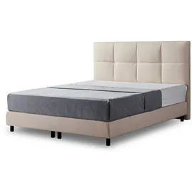 V6 Boxspringbett Modell 213 mit Taschenfederkernmatratze-25cm - Beige