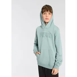 Puma Kapuzensweatshirt "ESS LOGO LAB EXECUTION HOODIE TR B", Jungen, Gr. 152, grün (grün moon), Sweatware, Obermaterial: 68% Baumwolle, 32% Polyester, bedruckt, regular fit normal, Sweatshirts, mit Print-Applikation, mit Kängurutasche, mit Kapuze