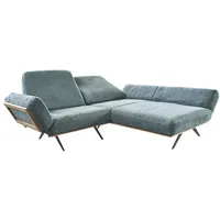 KAWOLA Ecksofa, Petrol, Echtholz, 3-Sitzer, Füllung: Schaumstoff, L-Form, 250x99