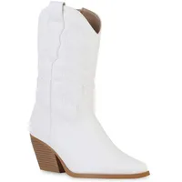 VAN HILL Damen Cowboy Boots in Weiss