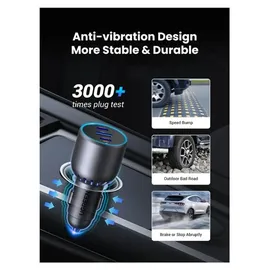 UGREEN 75W 3-Port Fast Car Charger Gray