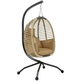 Outsunny Hängesessel oval Beige 1-Sitzer mit Gestell