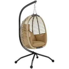 Outsunny Hängesessel oval Beige 1-Sitzer mit Gestell