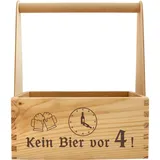Geschenkissimo Kein Bier vor Vier Bierträger - hochwertiger Flaschenträger aus Holz mit Spruch, ideal für 6 Bierflaschen, witziges Biergeschenk, Geschenkidee
