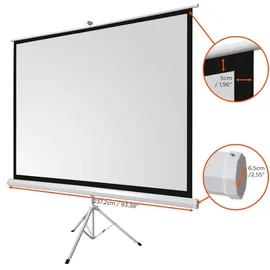 Celexon basic Stativ-Leinwand 120" | 220x220 cm 1:1 | mobile transportable 4K, Full-HD Leinwand | Beamerleinwand mit Stativ für Heimkino- und Büropräsentationen | Blitzschneller Aufbau in 3 Schritten