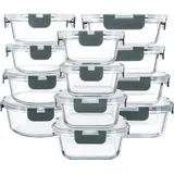 luxuskollektion Glas-Frischhaltedosen 24-teiliges Set - Behälter mit Deckel - Ofenfest