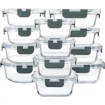 luxuskollektion Glas-Frischhaltedosen 24-teiliges Set - Behälter mit Deckel - Ofenfest