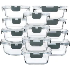 luxuskollektion Glas-Frischhaltedosen 24-teiliges Set - Behälter mit Deckel - Ofenfest
