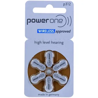 Power one Hörgerätebatterien Typ 312 braun, Batterien 60 Stück Vorratspack, wireless approved, Größe p312 für Hörgeräte und Hörhilfen, high hearing level, quecksilberfrei, Made in Germany