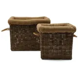 Riviera Maison Korb-Set Aufbewahrungskörbe Log Basket Rattan (2-teilig)