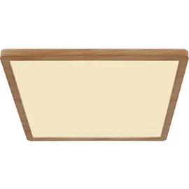 GLOBO Deckenpanel Deckenlampe Deckenleuchte LED Panel Badezimmerlampe Badleuchte, IP44 Backlight Memoryfunktion 3 Stufen, Holzoptik opal, 24w 2300lm Warmweiß, Lxbxh 42x42x2,5cm