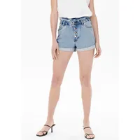 Only Cuba Paperbag Dot006 Kurze Jeans - Light Blue