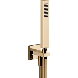 GESSI Rettangolo Brause-Set inklusive Wandanschlussbogen 1/2, mit Halterung und Antikalkbrause, 20123735, Farbe: Warm Bronze PVD