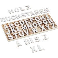 Relaxdays Holzbuchstaben & Stoffbuchstaben, 208-tlg, Holzbuchstaben