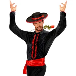Schwarzes Flamenco Tänzer Rüschenhemd