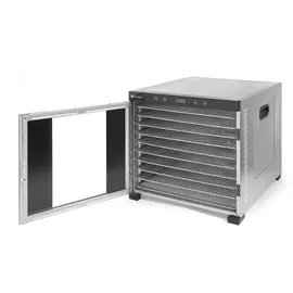 HENDI Dörrautomat, mit 10 Gittern, optimal zum Dörren von Obst, Gemüse und Fleisch, Digitales Bedienfeld, Timer, Temperatur einstellbar von 35°C bis 75°C, 230V/1000W, 430x535x(H)416mm, Edelstahl