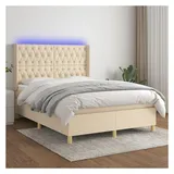 vidaXL Boxspringbett 140 x 200 cm Creme