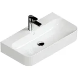 Aqua Bagno Aufsatzwaschbecken 70 cm weiß glänzend eckig wandhängend Waschbecken weiß
