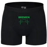 multifanshop Herren Boxer Short - Bremen - Herzschlag - Druck grün - Unterwäsche
