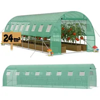 LARS360 Tomatenhaus Gartentunnel 800x300x200 cm, stabiles Foliengewächshaus mit Stahlrahmen, grünes PE-Netz, Fenster & Türen, Pflanzenhaus Garten - Grün
