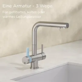Brita 3-Wege-Küchenarmatur Edelstahl Silber