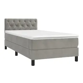 vidaXL Boxspringbett mit Matratze & LED Hellgrau 80x200 cm Samt