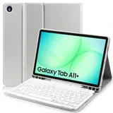 YUEJIDZ Tastatur Hülle für Samsung Galaxy Tab A11+ 2025 (SM-X230)/Tab A9+ 2023 (SM-X210),Magnetische Abnehmbare Keyboard Schutzhülle mit Stifthalter für Samsung Tab A11 Plus / A9 Plus,Grau