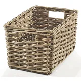 Regalkorb Regalbox Rattan kubu eckig geflochten mit Grifflöchern – Größe S