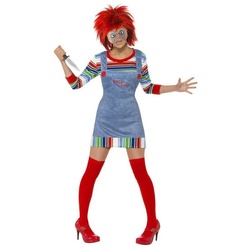 Smiffys Kostüm Miss Chucky die Mörderpuppe Halloween Kostüm, Lizenziertes Originalkostüm zum Film 'Chucky 2 – Die Mörderpuppe ist wieder da' blau S
