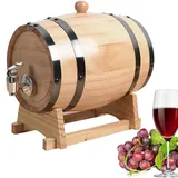 Jorzer Holzweinfass Holz Weinfass mit Holzständer 1l Whiskyfass mit Tap Vintage Altern Eiche Fass Tisch Home Bar Dekor Display & Aufbewahrung für Spirituosen Liköre Wein Bier