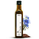 Bio Leinöl kalt gepresst 100% rein 250 ml | Leinsamenöl aus nachhaltigem Anbau reich an ungesättigte Omega-3-Fettsäuren ideal als Salat-Topping | Schöne Glasflasche mit Dosierer