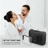 Wilford & Sons Kulturbeutel Kosmetiktasche zum Aufhängen mit transparenter Reise Tasche, Spiegel | XXL Kosmetik Kulturtasche Waschtasche Waschbeutel Kosmetikbeutel Beauty Case Groß Wasserdicht XL Damen Herren