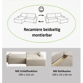 TRENDMANUFAKTUR Eckcouch Polyester 3-Sitzer Grün