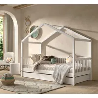 Vipack Hausbett 90 x 200 cm Buche massiv weiß lackiert