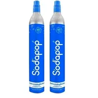 Sodapop Universal CO2-Zylinder | 425g Kohlensäure für bis zu 60 Liter frisches Sprudelwasser | geeignet für Wassersprudler, Sodastream, Arke, etc. (Packung mit 2)
