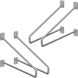 ML-Design 4 Stück Regalhalterung, 265 mm, Silber, aus Stahl, Haarnadel Regalhalterungen, Schwebe Regalwinkel, Hairpin Wandhalterung