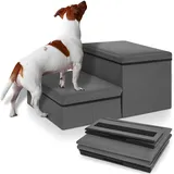 OUUTMEE Haustiertreppe 2 Stufen Hundetreppe Zusammenklappbar mit Stauraum