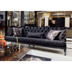 Casa Padrino Luxus Barock Sofa Lila / Schwarz - Prunkvolles Barockstil Wohnzimmer Sofa - Luxus Wohnzimmer Möbel im Barockstil - Barock Möbel - Edel & Prunkvoll