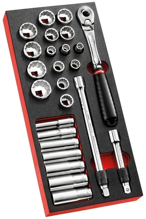 FACOM Modul-Steckschlüssel 1/2", 26-teiliges Werkstattbedarf-Set mit Umschaltknarre & Steckschlüssel
