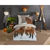 Good Morning Flanell Wendebettwäsche Ponies bunt 135x200+80x80 cm - Multi