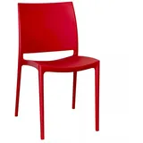 Generico Gorica, Set mit 4 Stühlen, aus Kunststoff, stapelbar, für Innen- und Außenbereich, Rot