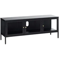 Ebuy24 Carmel TV Tisch 3 Glastüren schwarz.